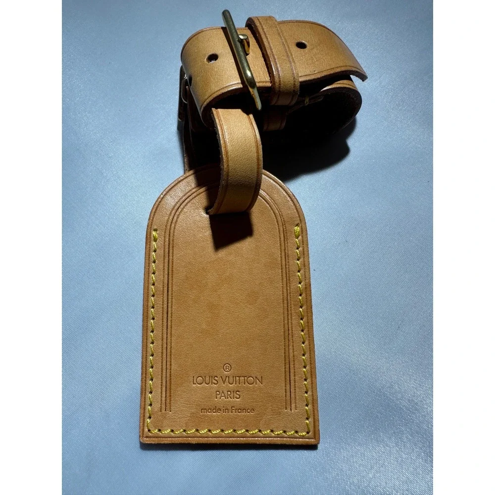Louis Vuitton Vachetta Leather Luggage Tag and Handle Binder Set Made in France